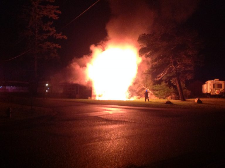 No injuries after home consumed by flame in Comox