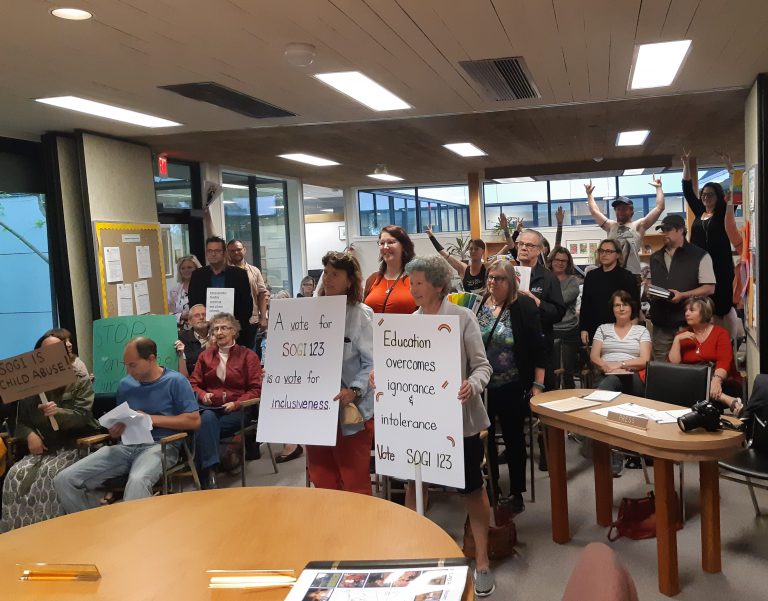 Emotional reactions as school board votes unanimously in favour of SOGI 123