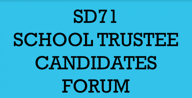 SD71 trustee candidates forum tonight at Vanier