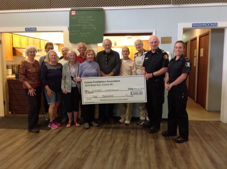 Comox firefighters support St.Georges United Church with donation