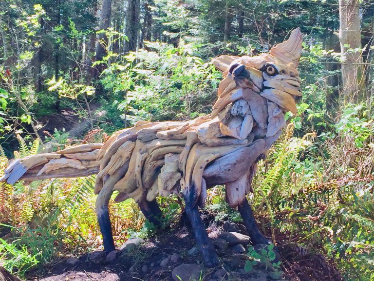 Stolen driftwood fox sculpture found