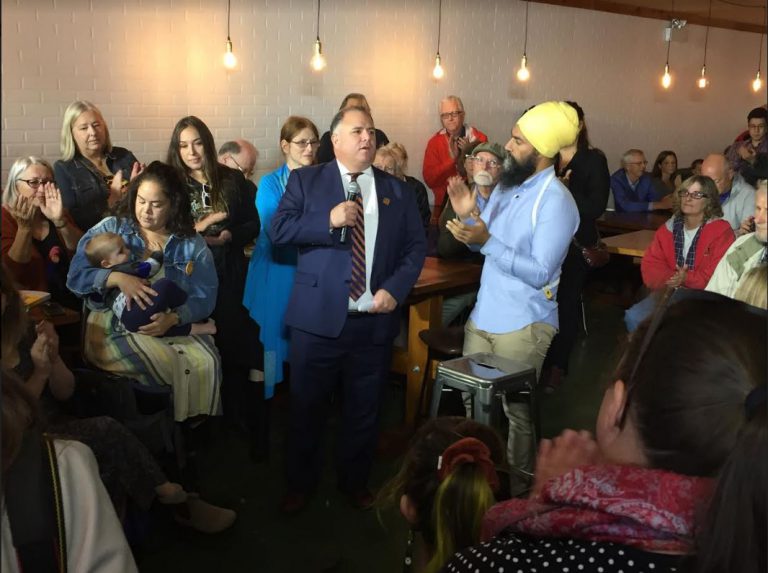 Singh campaigning with NDP incumbent Gord Johns