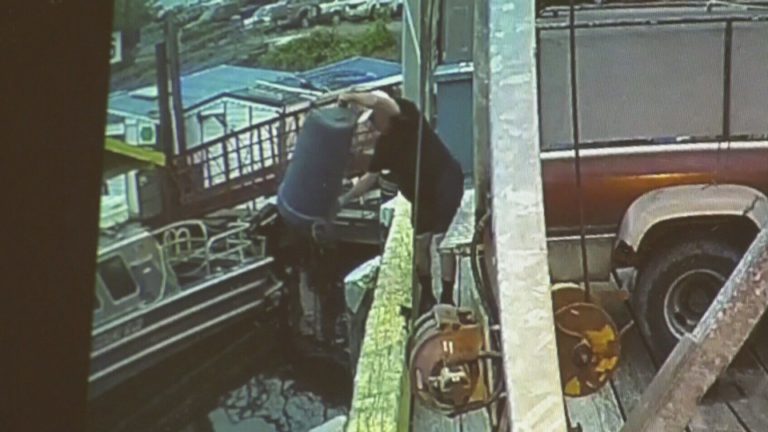 Security footage shows man illegally dumping garbage into ocean in Campbell River