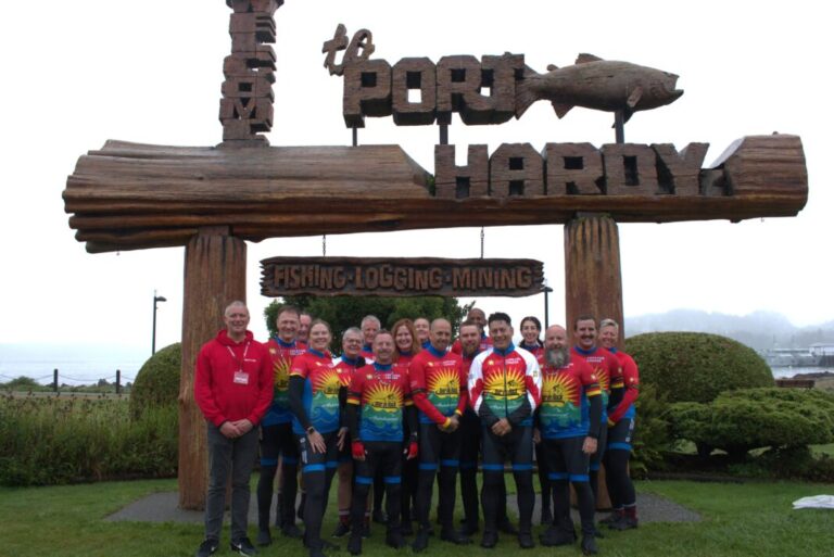 Tour De Rock riders start long trek from Port McNeil to Sayward and receive $15,000 from Port Alice Residents