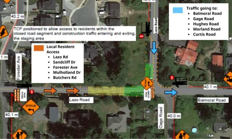 Construction issue noticed for Lazo, Balmoral Road intersection as part of Sewer Conveyance Project